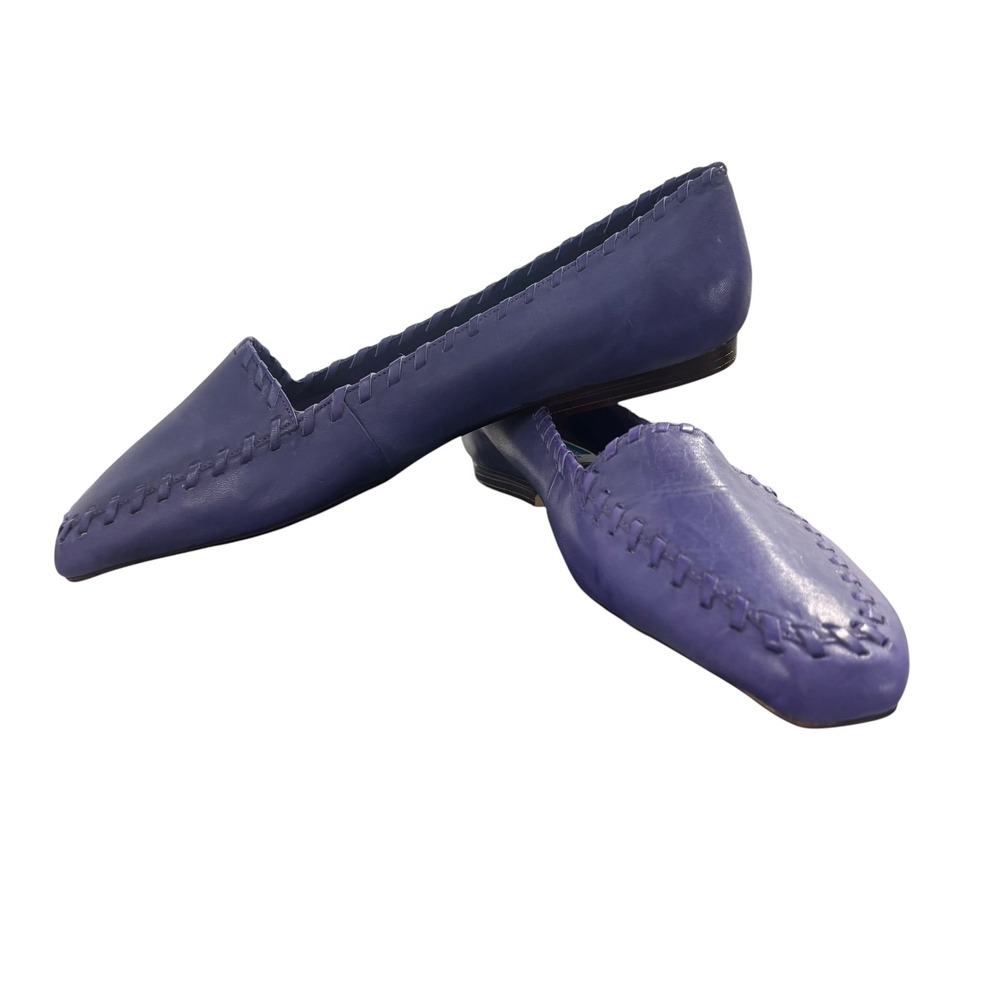 Partners Mervyns Sedona Purple Leather Whipstitch Square Toe Flats Womens 11M